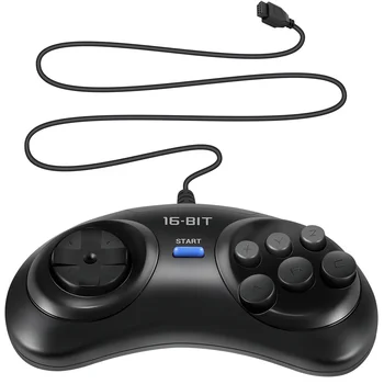 Игровой контроллер 2 шт. для SEGA Genesis с 16-битной ручкой, геймпад с 6 кнопками для игровых аксессуаров SEGA MD, черный