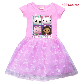 Кукольный домик Gabbys, летнее платье для девочек, детское кружевное платье принцессы, хлопковая детская одежда, платье для вечеринки по случаю дня рождения для девочек