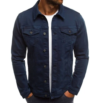 Мужская джинсовая куртка из полиэстера в деловом стиле с несколькими карманами, легкая и дышащая, удобная