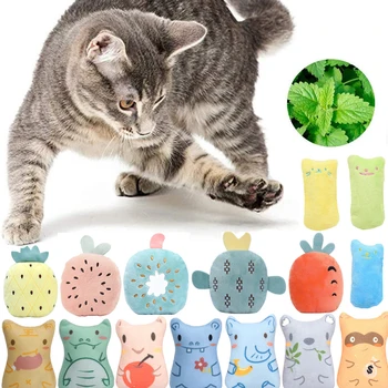 Игрушки для измельчения кошачьей мяты для кошек Забавная интерактивная плюшевая игрушка для кошек, игрушка для жевания котенка, когти, мята для укуса большого пальца, игрушки для кошачьих зубов для кошек