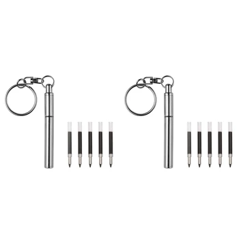 Портативное кольцо для ключей Hot-2X Телескопическая ручка из нержавеющей стали, телескопическая шариковая ручка, брелок для ключей, инструмент для путешествий на свежем воздухе