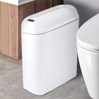 Автоматическое маленькое мусорное ведро для ванной комнаты с крышкой, тонкое бесконтактное, узкое пластиковое мусорное ведро с датчиком движения, для ванной, спальни, кухни