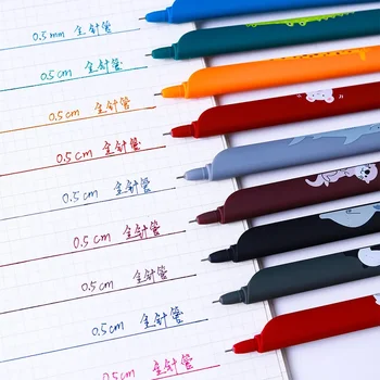 5 шт./лот 0,5 мм Кавайная Гелевая ручка с линейкой-закладкой 3 В 1 Многофункциональные мультяшные ретро Гелевые ручки Канцелярские принадлежности для офиса
