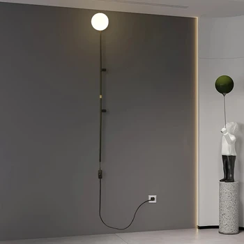 Настенный светильник в скандинавском стиле для спальни с выключателем для гостиной простой и современный бесплатная проводка с вилкой для моделирования стен отеля