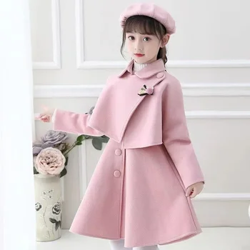 Комплект осенне-зимнего платья для девочек в этническом стиле, шерстяное платье-тройка для маленькой девочки, корейская детская одежда для выступлений