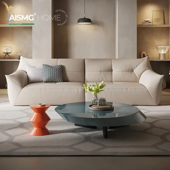 Современный простой роскошный диван для небольшой квартиры, встроенный кожаный диван для трех человек, гостиная с высококлассной атмосферой.