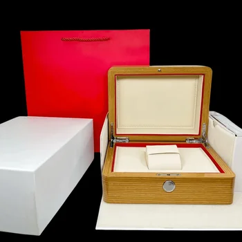 Завод-поставщик Красная Кожаная коробка для часов ang Wooden Люксового бренда с буклетом-картой, которую можно настроить на заказ, подарочные футляры для часов AAA