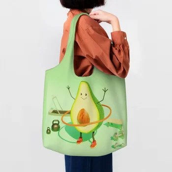 Холщовая сумка для покупок с хула-хупом для прыжков с крокодилом, женская многоразовая, большой емкости, бакалея, фрукты, веганские сумки для покупок, сумки-тоут.