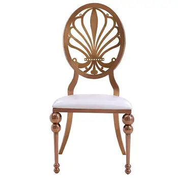 Современный банкетный обеденный стул с цветочной спинкой из нержавеющей стали для свадебного мероприятия