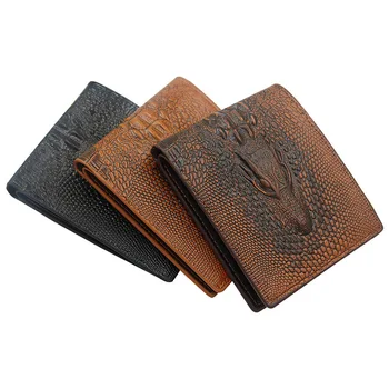 Мужской кошелек нового стиля с коротким рисунком крокодила, модный деловой кошелек из искусственной кожи с несколькими картами, обложка для паспорта, мужской кошелек-клатч