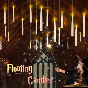 12-60шт Плавающих свечей с волшебной палочкой, мерцающий теплый свет, Дистанционное управление, светодиодные беспламенные свечи для свадьбы, Дня рождения