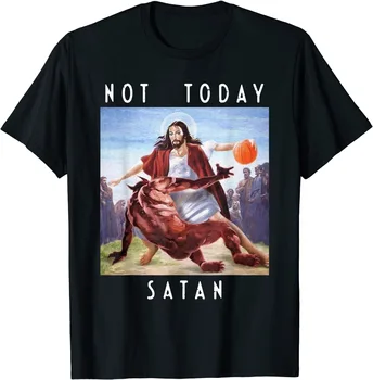 Не сегодня сатана Иисус против сатаны Играет в баскетбол Хлопковые футболки унисекс, футболки с коротким рукавом, топы, прямая поставка