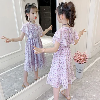 2023, Корейское летнее модное платье для девочек начальной школы, цельные платья для маленьких девочек, одежда для девочек, хит продаж, Детское праздничное платье