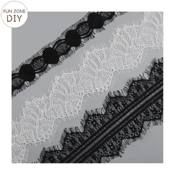 FZdiy Толстая нить Бело-черной кружевной ткани, тесьма для украшения любимого подарка, Упаковочная лента, принадлежности для шитья своими руками, Свадебный декор