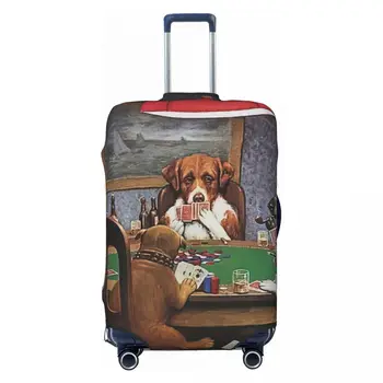 Защитные пылезащитные чехлы для багажа с принтом собак, играющих в покер, Эластичные Водонепроницаемые 18-32-дюймовые чехлы для чемодана, аксессуары для путешествий