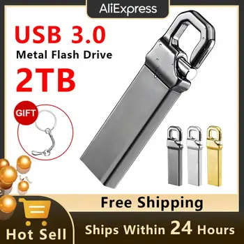 USBфлэш-накопители 2 ТБ 1 ТБ Металлическая карта памяти реальной емкости Высокоскоростная флэш-карта памяти Подарочный накопитель U-диск для ПК Флэш-диск