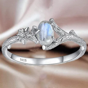 Винтажные кольца с Лунным камнем и опалом для женщин, кольцо из натурального камня, подарок на Годовщину свадьбы, Ювелирные изделия anillos mujer