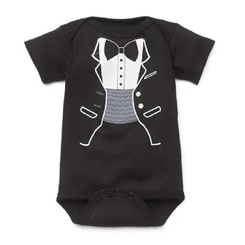 Детское боди Hooyi Черный смокинг с короткими рукавами Джентльменская детская одежда боди комбинезон bebe одежда для младенцев