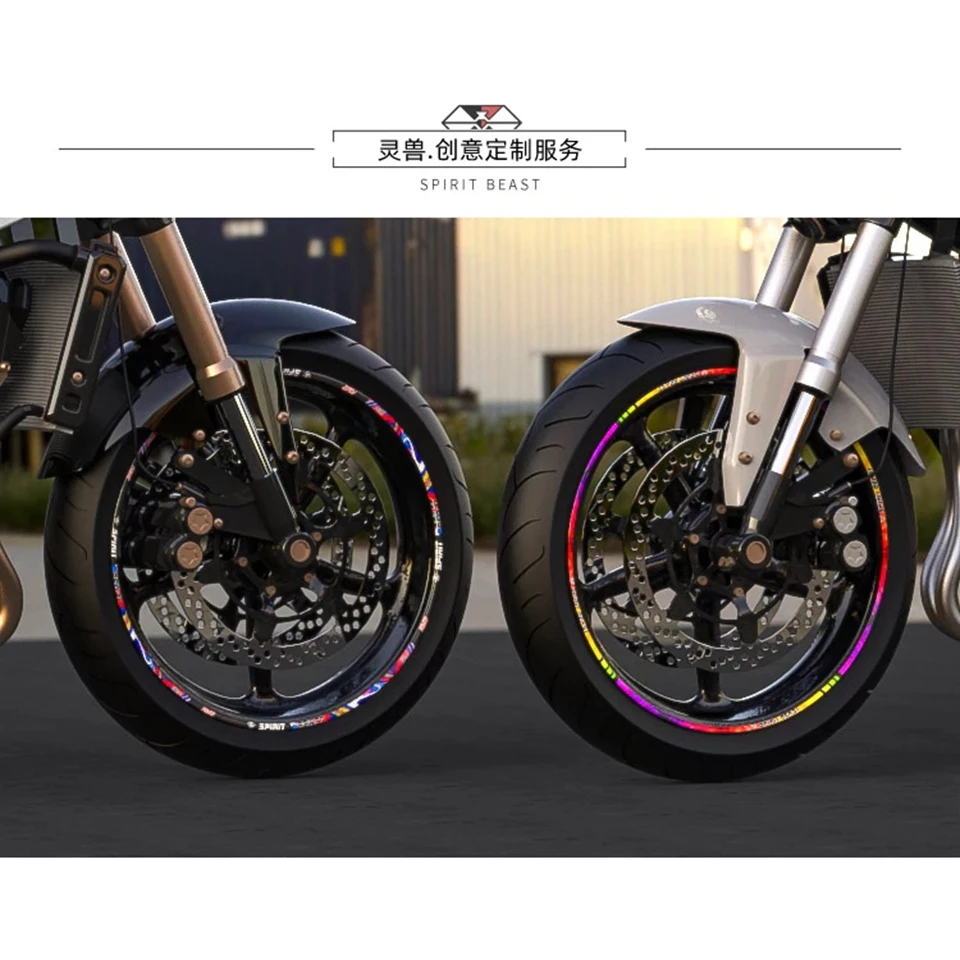 Spirit Beast Универсальные наклейки на колеса мотоциклов, шины, 10-18-дюймовая светоотражающая лента на ободах, защитная лента для колесных дисков для BMW Honda et