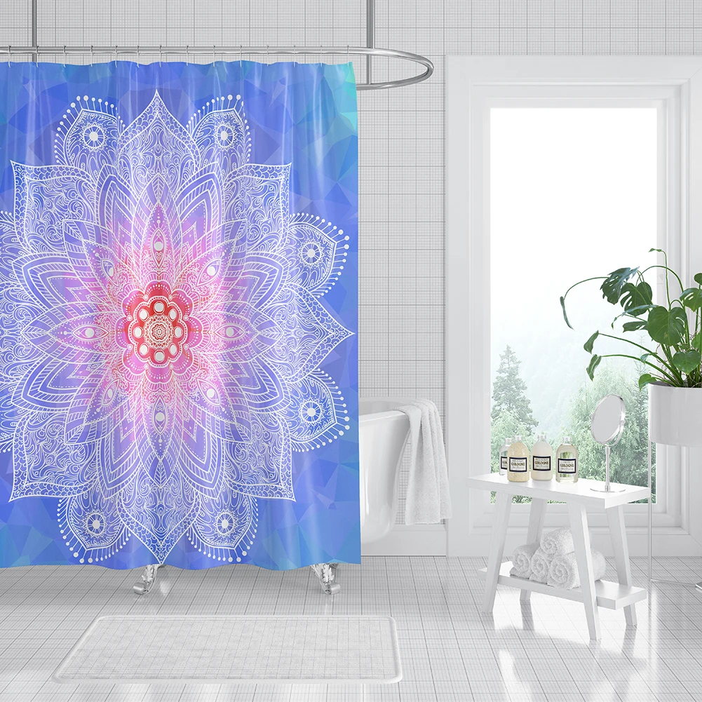 Занавеска для душа с принтом Мандалы, водонепроницаемая ткань в богемном стиле, занавеска для ванной комнаты из полиэстера, креативная занавеска для ванны с крючками 180 см